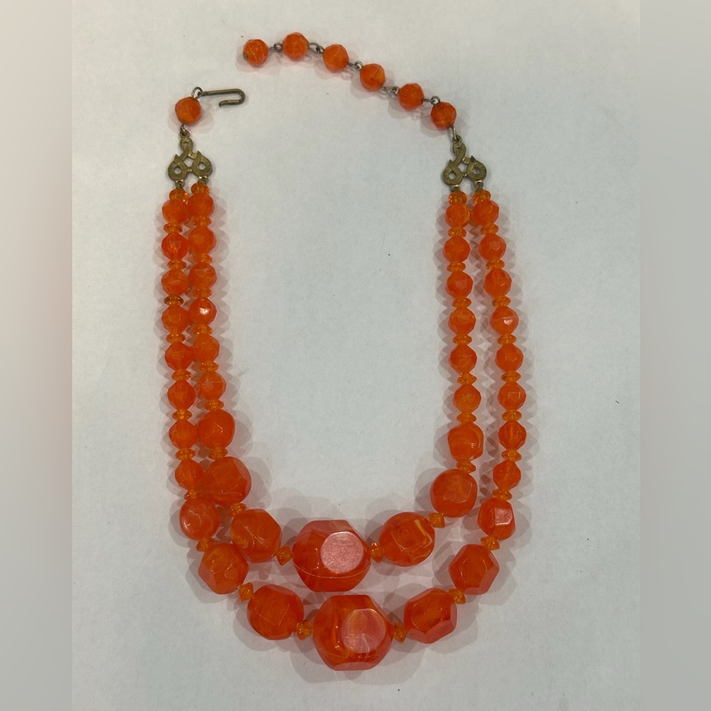 Vintage Orange Beaded Necklace